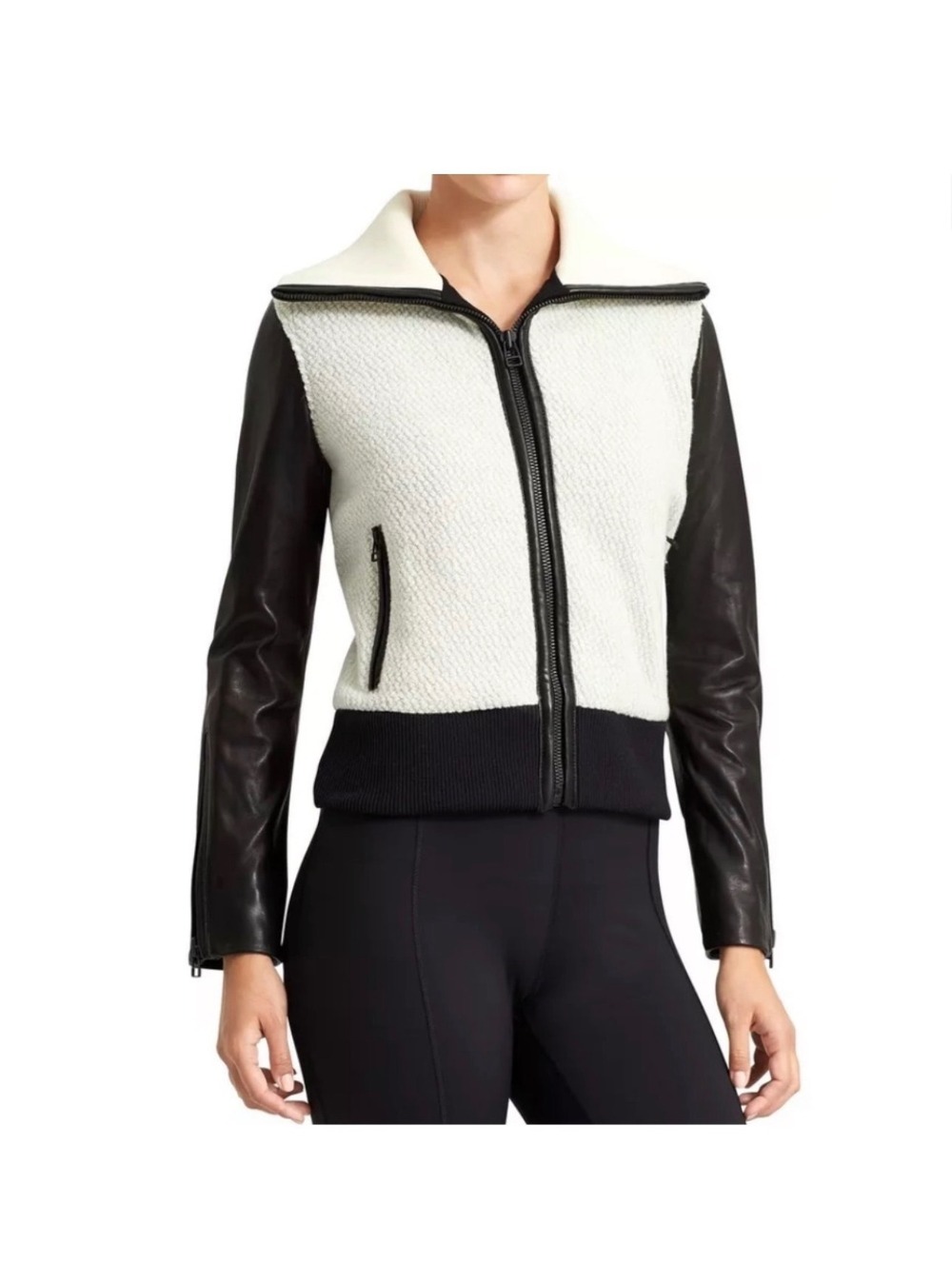 Derek Lam 10C x Athleta Elevate Sherpa Fleece Lamb Leather Wool Jacket - Small